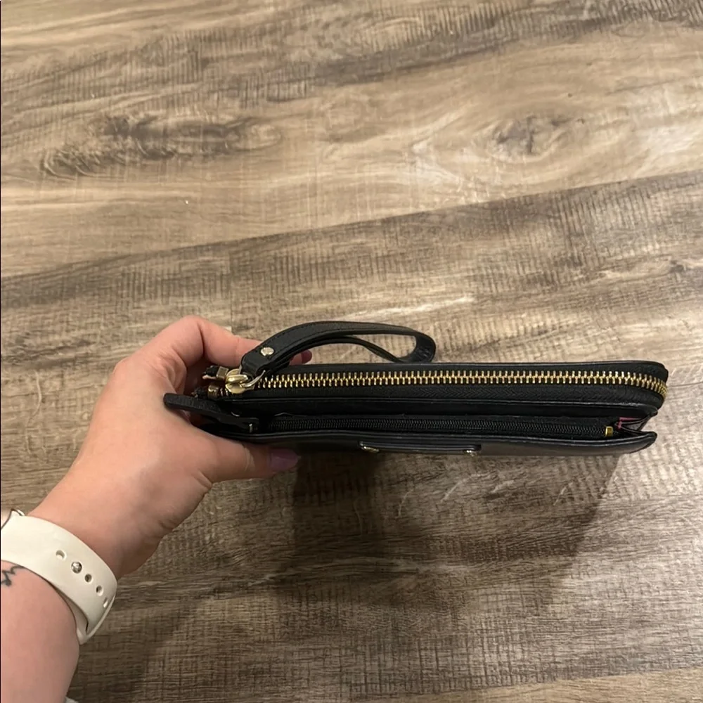 Kate Spade Black Wristlet with Gold Accents